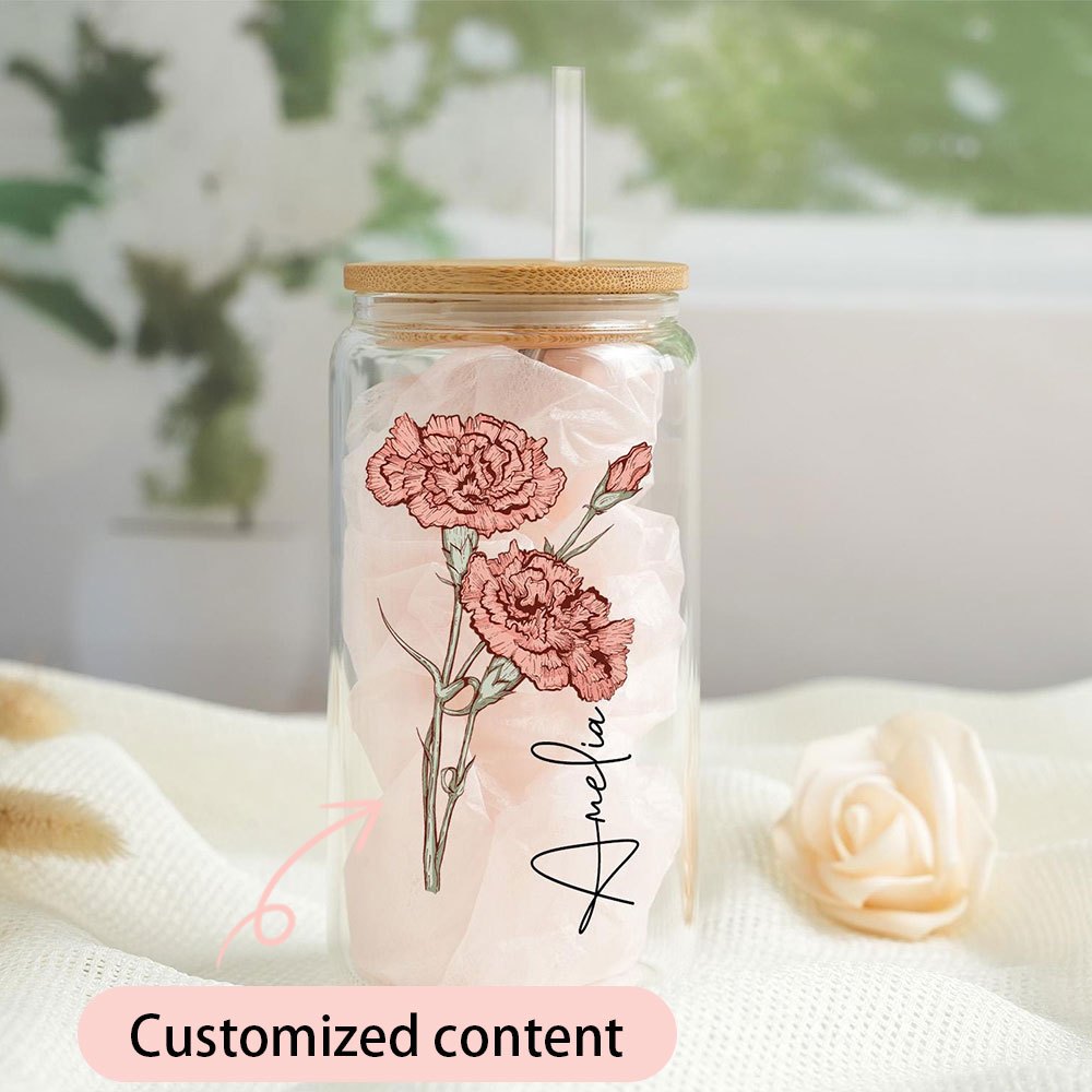 Coffee Equipment Names - Copo de Vidro Personalizado com Flor